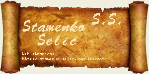 Stamenko Selić vizit kartica